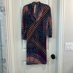 Cowl neck elbow sleeve dress